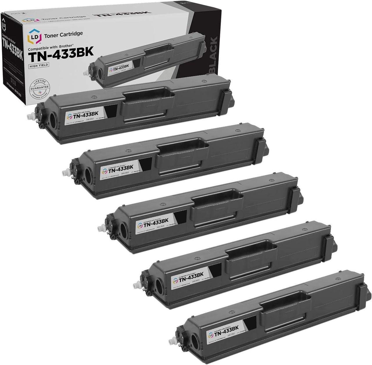 LD Products Compatible Toner Cartridge Replacement for Brother TN433BK High Yield (Black, 5-Pack) for use in HL-L8260CDW, HL-L8360CDW, HL-L8360CDWT, HL-L9310CDW, MFC-L8610CDW & MFC-L8900CDW