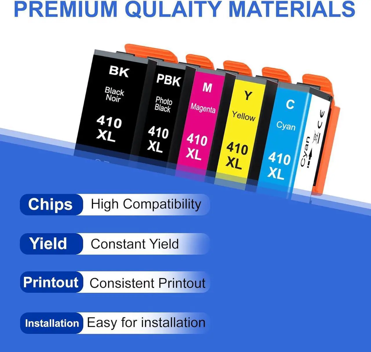 Alt view image 2 of 7 - 410XL Ink Cartridges Remanufactured for Epson 410 Ink Cartridges use with Epson Expression XP-7100 XP-830 XP-640 XP-635 XP-630 XP-530 (Black, Cyan, Magenta, Yellow, Photo Black) 5 Pack