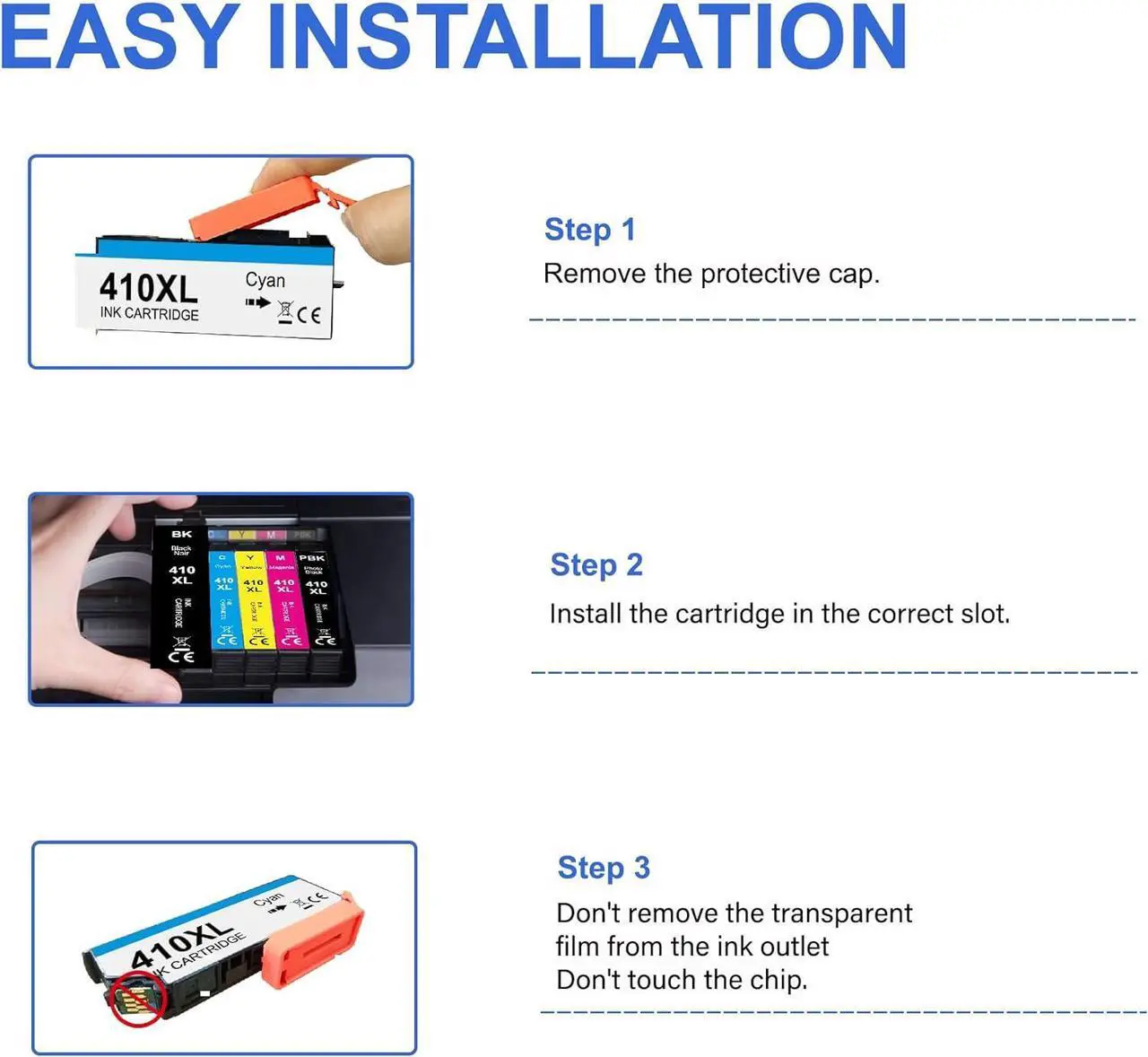 Alt view image 6 of 7 - 410XL Ink Cartridges Remanufactured for Epson 410 Ink Cartridges use with Epson Expression XP-7100 XP-830 XP-640 XP-635 XP-630 XP-530 (Black, Cyan, Magenta, Yellow, Photo Black) 5 Pack