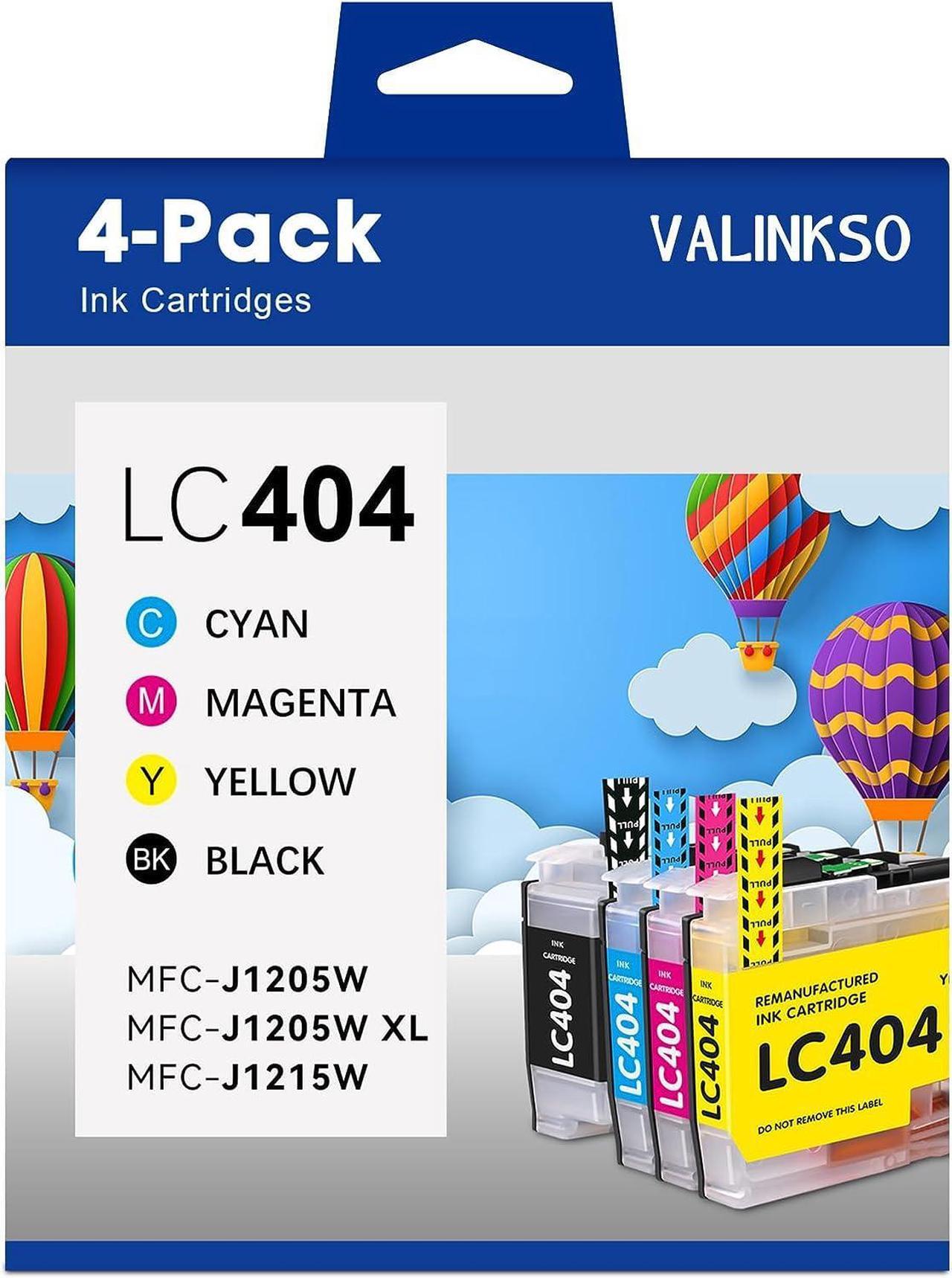 Main image of Valinkso LC404 Ink Cartridges Replacement for Brother Ink Cartridge LC 404 Color Standard Yield Compatible for Printer MFC-J1205W MFC-J1215W MFC-J1205W XL(4 Pack,1 Black 1 Cyan 1 Magenta 1 Yellow)