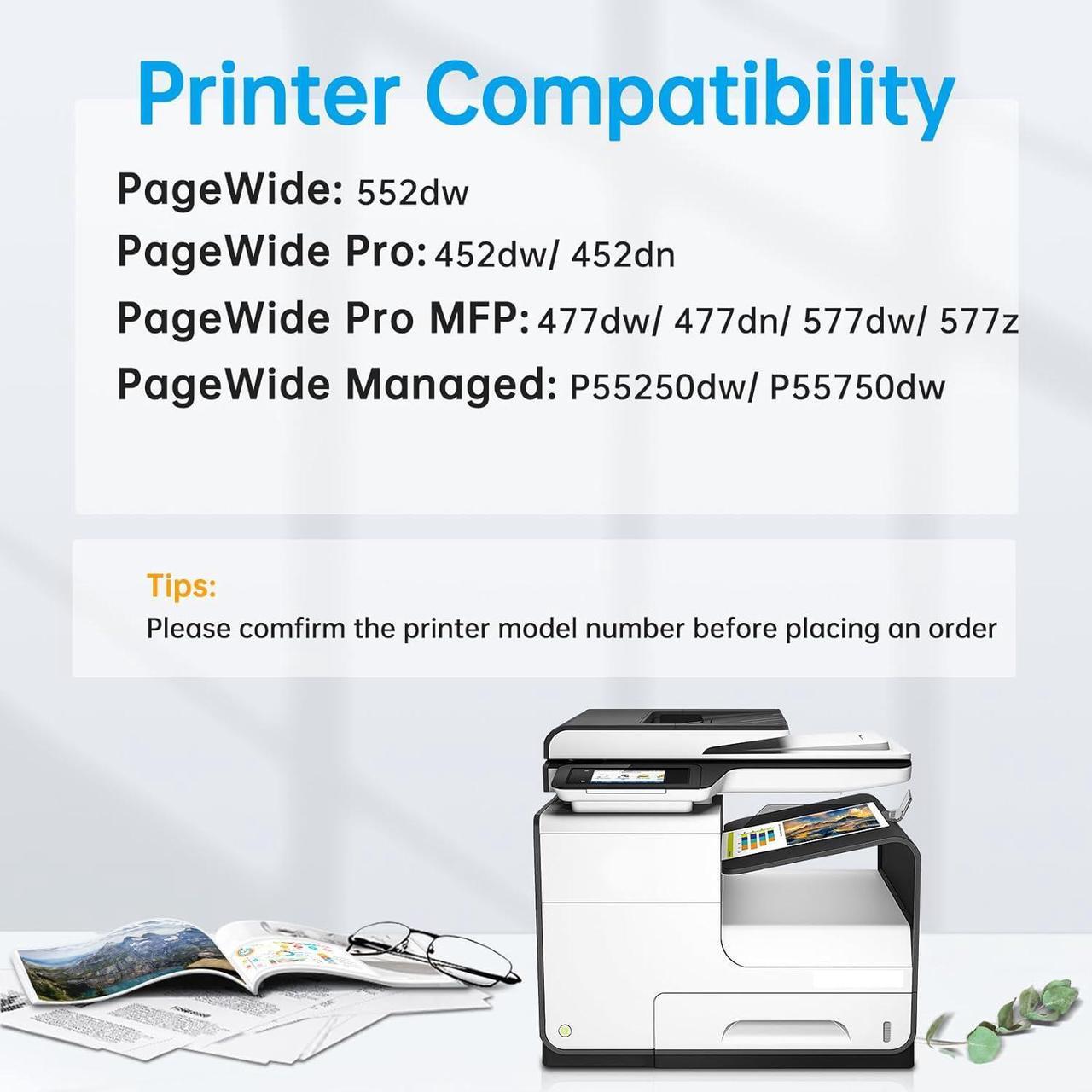 Alt view image 3 of 7 - BINKSYLER 972X Ink Cartridges (Upgraded Chip) Replacement  972X 972A 972 Ink Work  PageWide Pro 477dw 577dw 452dw 477dn 452dn 577z 552dw 377dw P55250dw Printer (BK C M Y) 4 Pack