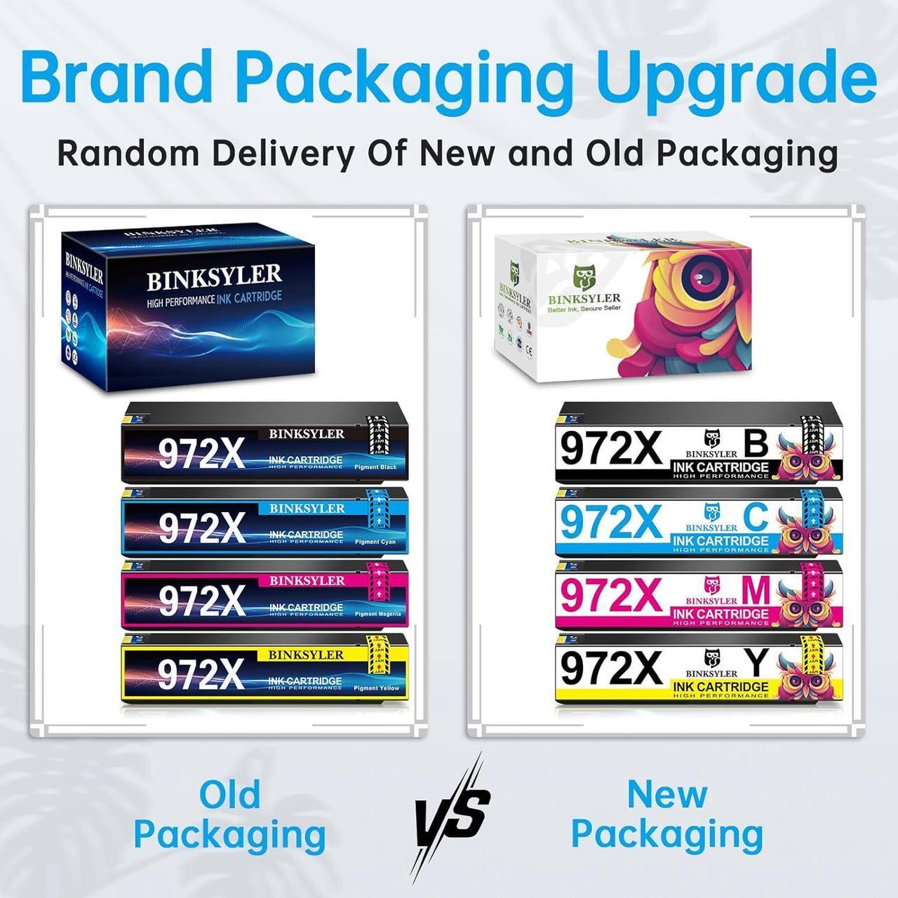 Alt view image 2 of 7 - BINKSYLER 972X Ink Cartridges (Upgraded Chip) Replacement  972X 972A 972 Ink Work  PageWide Pro 477dw 577dw 452dw 477dn 452dn 577z 552dw 377dw P55250dw Printer (BK C M Y) 4 Pack