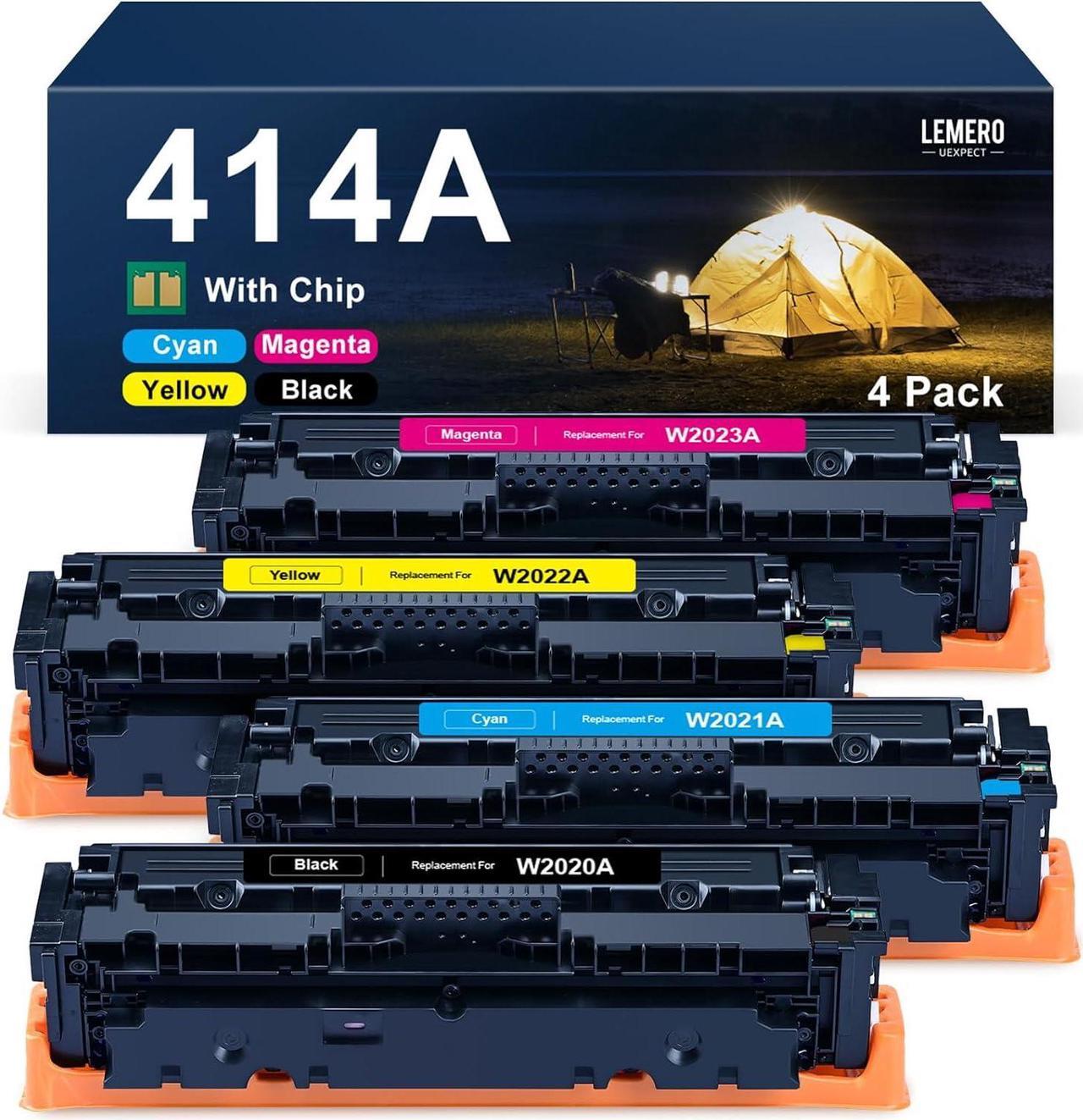 Main image of 414A Toner Cartridges 4-Pack with Chip LemeroUexpect Remanufactured Replacement  414A 414X W2020A Toner Set for MFP M479fdw Pro M454dw M479fdn M479 M454dn Printer Black Cyan Magenta Yellow