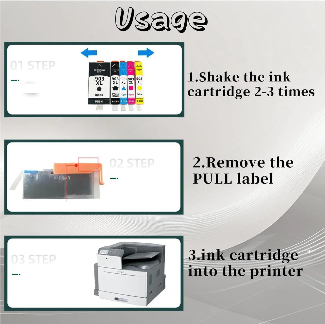 Alt view image 6 of 7 - 903XL Ink Cartridge  High Yield Replacement Pack,Compatible for OfficeJet 6950 6960 All-in-One for OfficeJet Pro 6960 6961 6963 6964 6965 6966 6968 6970 Printe 1 Set