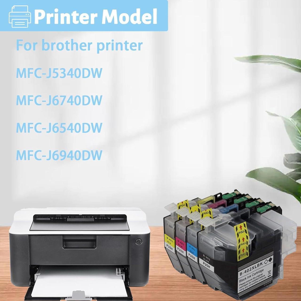 Alt view image 2 of 7 - Ink Cartridge for Brother LC402XL High Yield,Compatible J5340DW J6740DW J6540DW J6940DW Printer Page Yield Up to 3000 Pages Black,1500 Pages Color Combo Pack