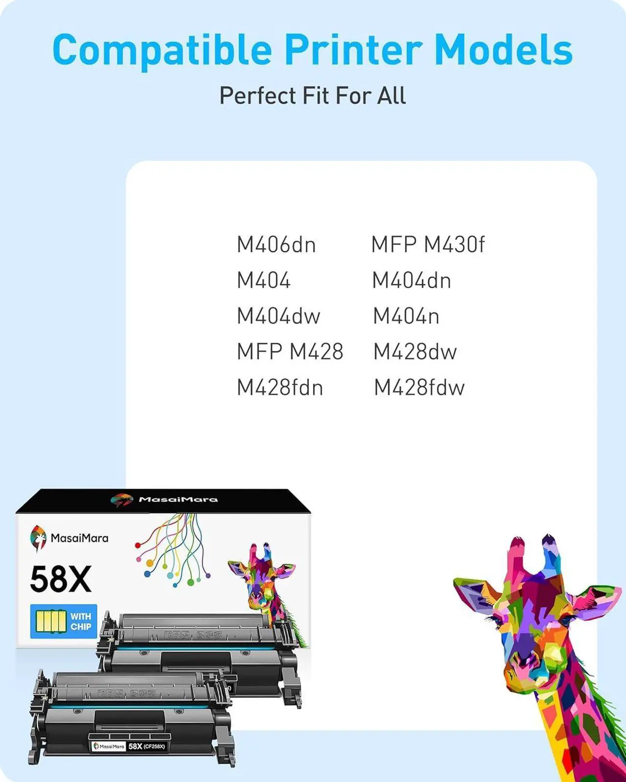 Alt view image 2 of 6 - 58X 58A Black (with Chip,2-Pack) High-Yield Toner Cartridge |  Laserjet Enterprise M406dn, Laserjet Enterprise MFP M430f, Laserjet Pro M404 Series, Laserjet Pro MFP M428 Series | CF258X CF258A