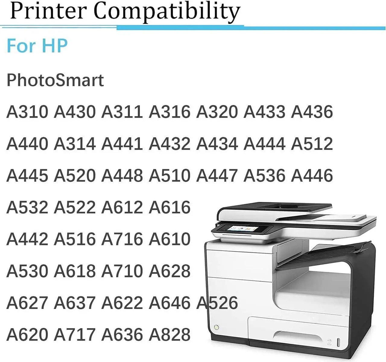 Alt view image 2 of 7 - HKFJ Ink Cartridges  110 for PhotoSmart A612 A616 A442 A516 A716 A610 A530 A618 A710 A628 A627 A637 A622 A646 A526 A620 A717 A636 A828 Printers 1-Color
