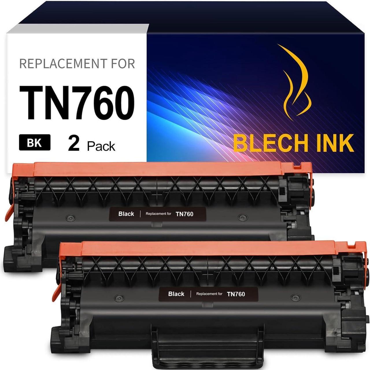 BLECH INK TN760 Toner Cartridges CompatibleReplacement for Brother TN760 TN-760 TN730 TN-730 for MFC-L2710DW - 2PACK