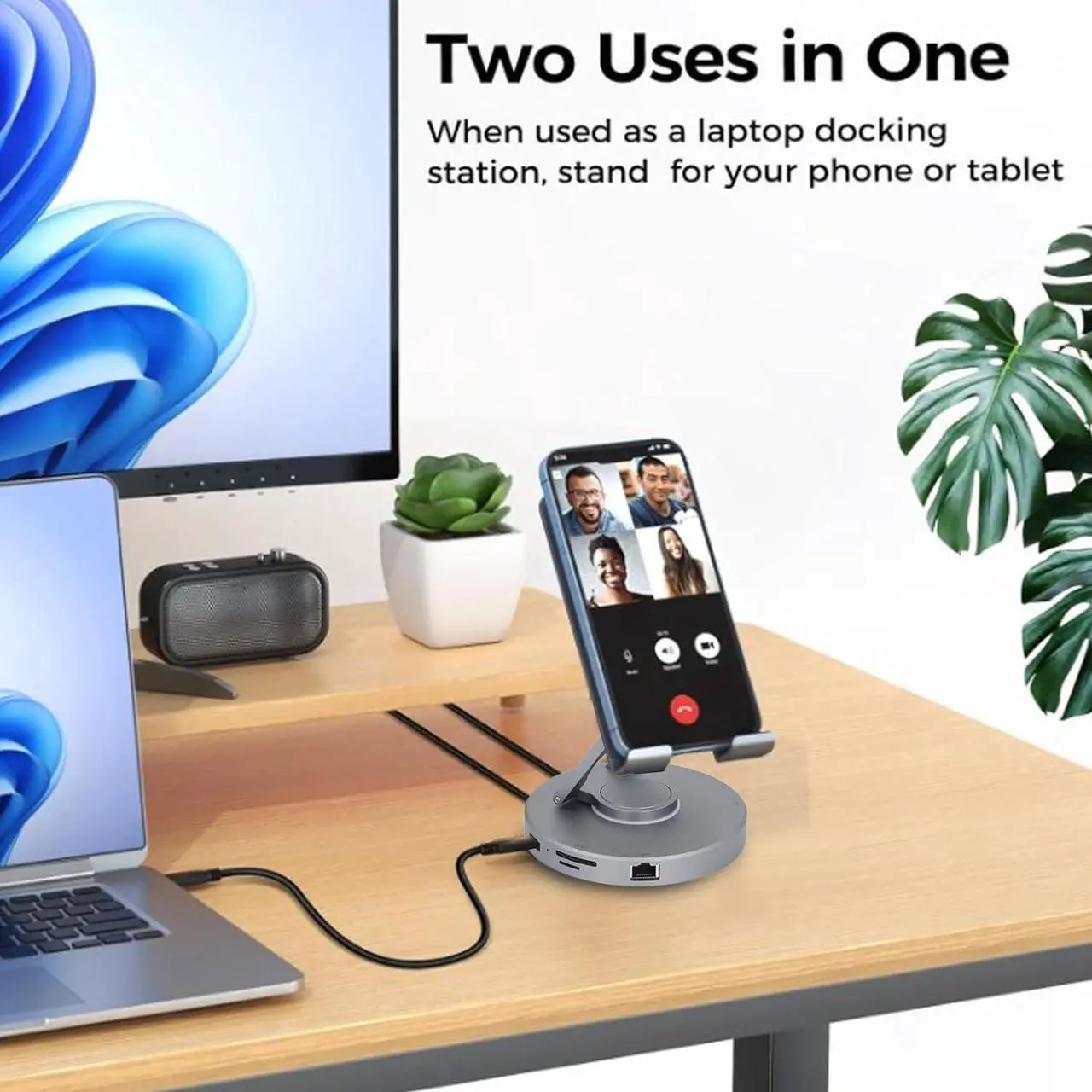 Alt view image 2 of 7 - ciciglow 10 in 1 Docking Station for iOS Pro Tablet, Phone with 4K @ 60Hz SD TF 4.0 Reader, Gigabit Ethernet RJ45 100W PD,Audio,USB A,USB C Rotatable Folding Type C Tablet Stand Holder