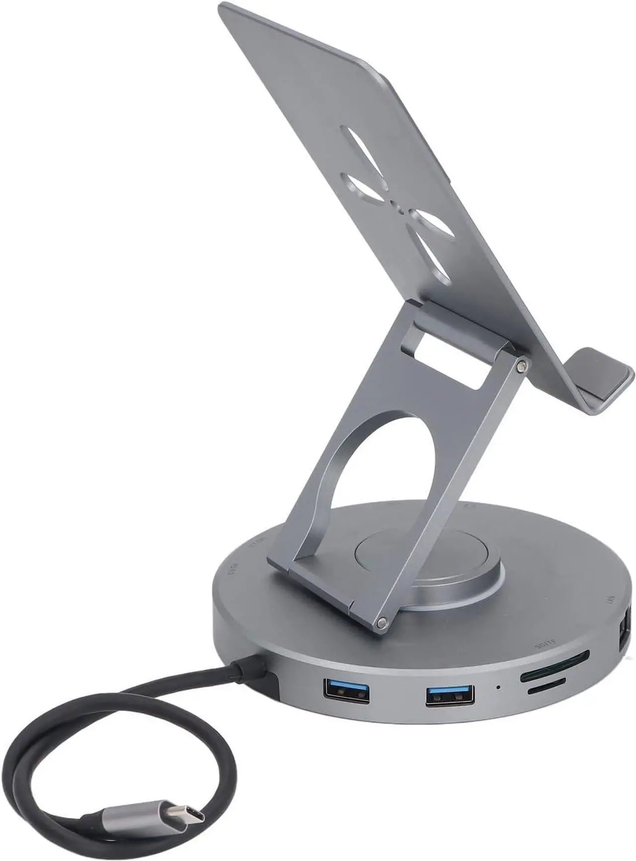 Alt view image 7 of 7 - ciciglow 10 in 1 Docking Station for iOS Pro Tablet, Phone with 4K @ 60Hz SD TF 4.0 Reader, Gigabit Ethernet RJ45 100W PD,Audio,USB A,USB C Rotatable Folding Type C Tablet Stand Holder