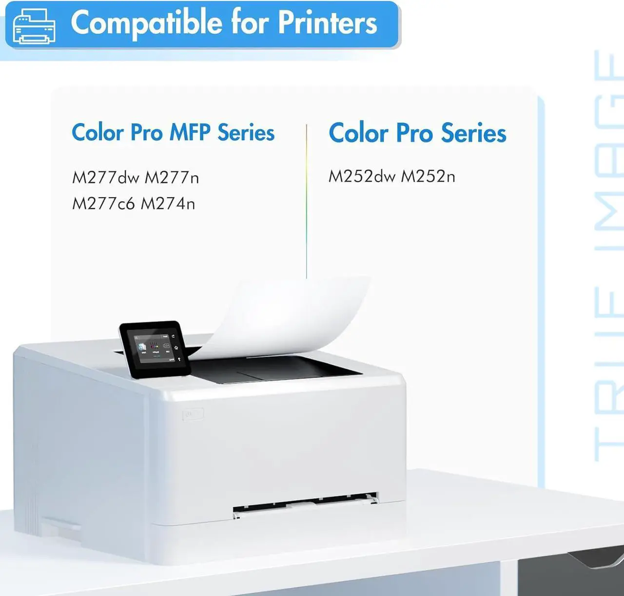 Alt view image 2 of 7 - TRUE IMAGE 201X M277dw Toner Cartridge 4 Pack High Yield Compatible  201X 201A M252dw CF400X Color Laserjet Pro MFP M277dw M277c6 CF401X CF402X CF403X Printer Black/Cyan/Yellow/Magenta