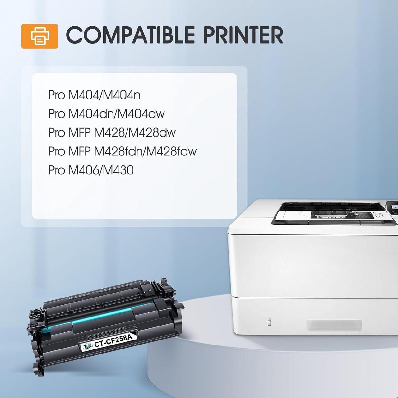 Alt view image 2 of 7 - Cool Toner 58A CF258A Black Toner Cartridge Replacement  58A CF258A 58X CF258X Toner  Pro M404n M404dn MFP M428fdw M428fdn M404dw M428dw M404 M428 M406 Printer Toner Ink (2-Pack)
