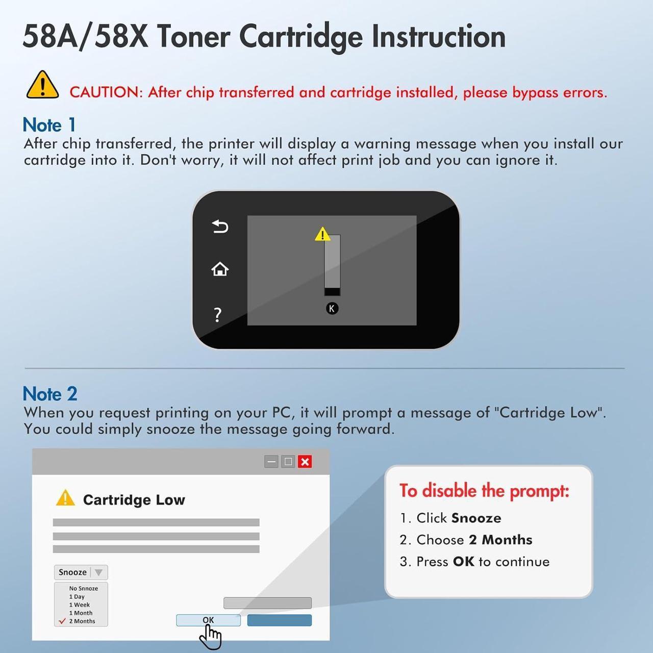 Alt view image 5 of 7 - Cool Toner 58A CF258A Black Toner Cartridge Replacement  58A CF258A 58X CF258X Toner  Pro M404n M404dn MFP M428fdw M428fdn M404dw M428dw M404 M428 M406 Printer Toner Ink (2-Pack)