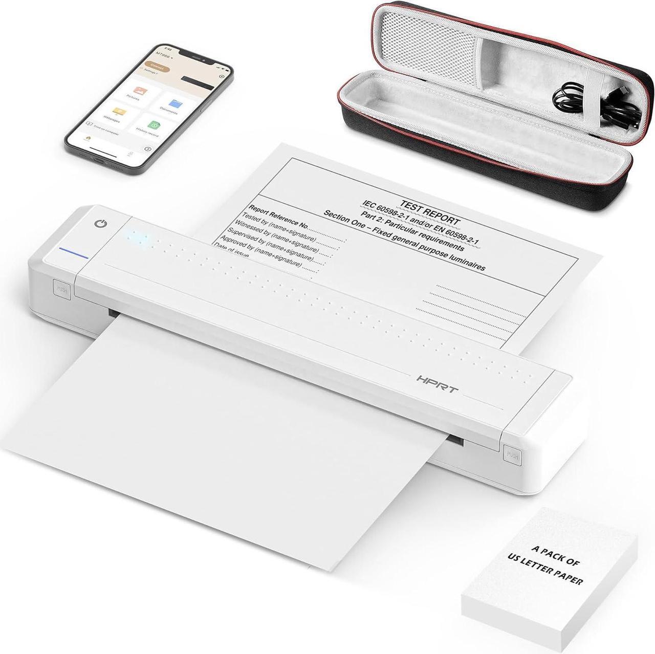 Main image of HPRT Portable Printer Wireless for Travel, Thermal Inkless Bluetooth Printer with Case, Support 8.5" X 11" US Letter, Compatible with iPhone Android MacBook Windows Laptops (Upgraded MT866)