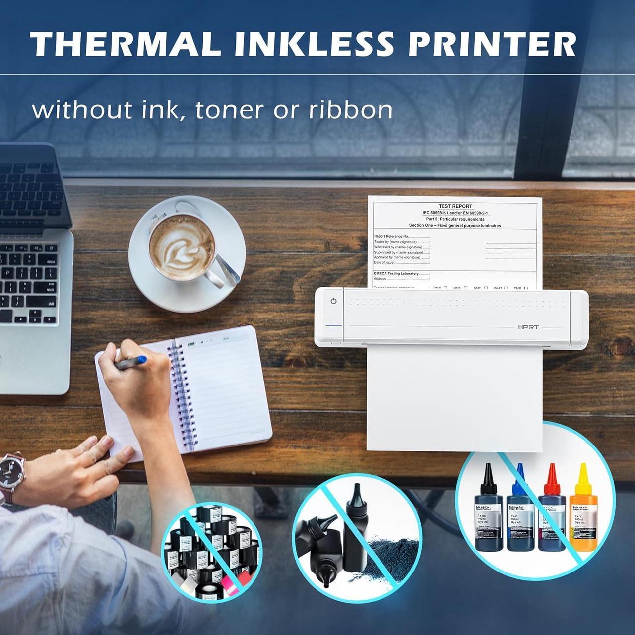 Alt view image 3 of 7 - HPRT Portable Printer Wireless for Travel, Thermal Inkless Bluetooth Printer with Case, Support 8.5" X 11" US Letter, Compatible with iPhone Android MacBook Windows Laptops (Upgraded MT866)