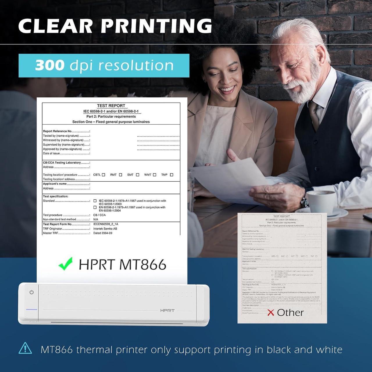 Alt view image 7 of 7 - HPRT Portable Printer Wireless for Travel, Thermal Inkless Bluetooth Printer with Case, Support 8.5" X 11" US Letter, Compatible with iPhone Android MacBook Windows Laptops (Upgraded MT866)