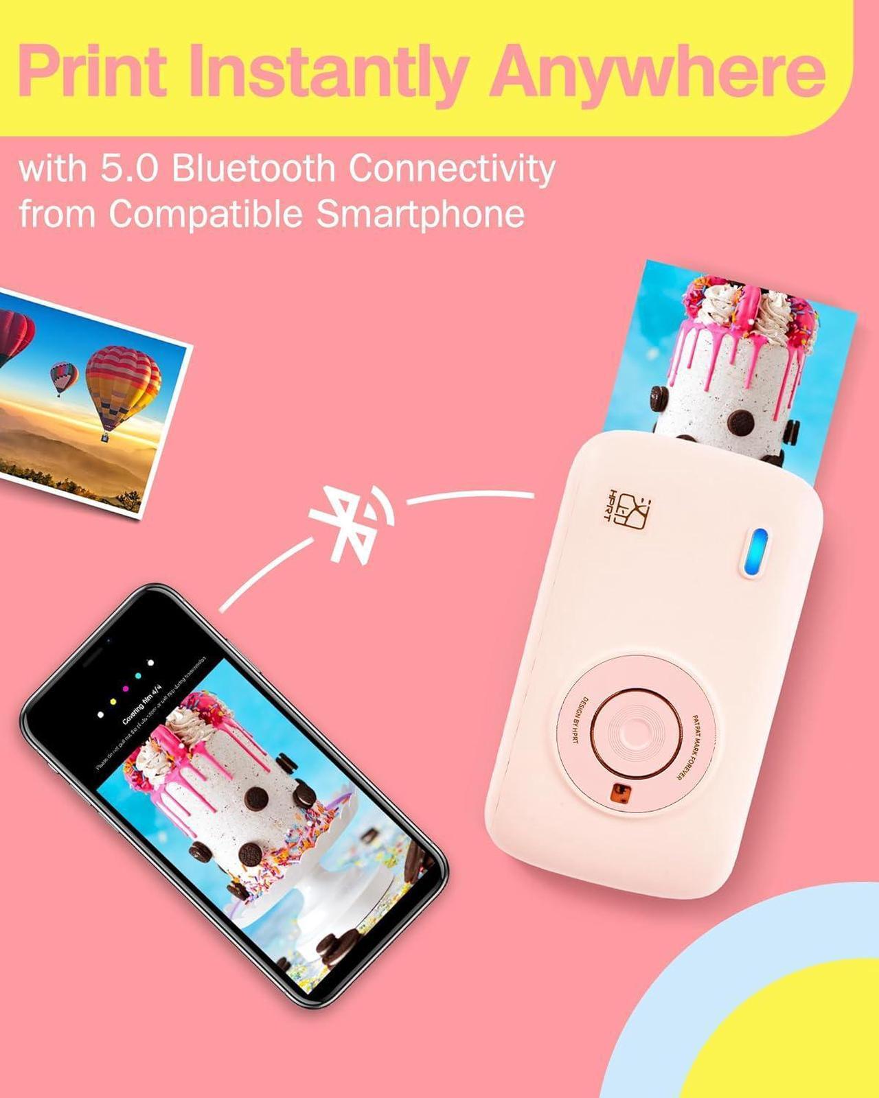 Alt view image 3 of 7 - HPRT CP2100 Portable Photo Printer for iPhone & Android, 2.1x3.4 Mini Instant Color Printer, Bluetooth 5.0, Type-C Charging, Dye-Sublimation Tech, Initial 10 Sheets Included, Pink