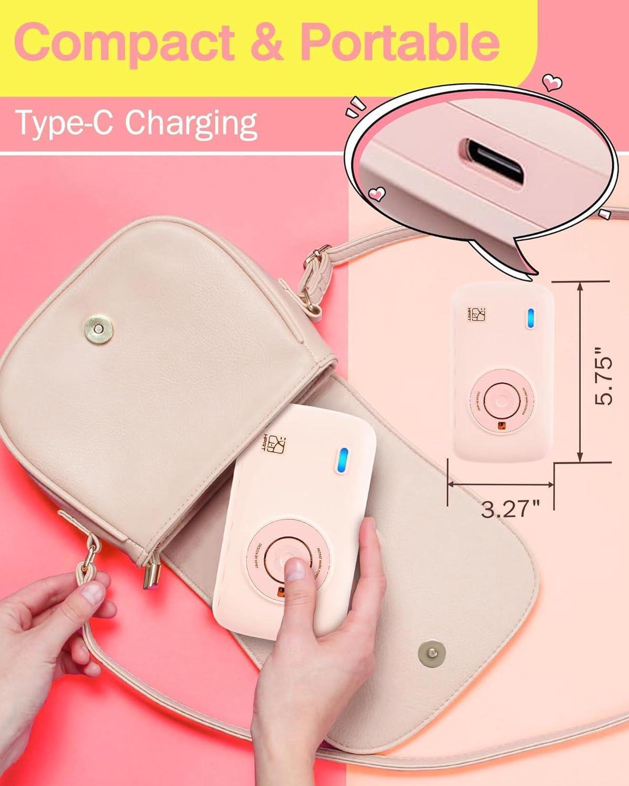 Alt view image 4 of 7 - HPRT CP2100 Portable Photo Printer for iPhone & Android, 2.1x3.4 Mini Instant Color Printer, Bluetooth 5.0, Type-C Charging, Dye-Sublimation Tech, Initial 10 Sheets Included, Pink