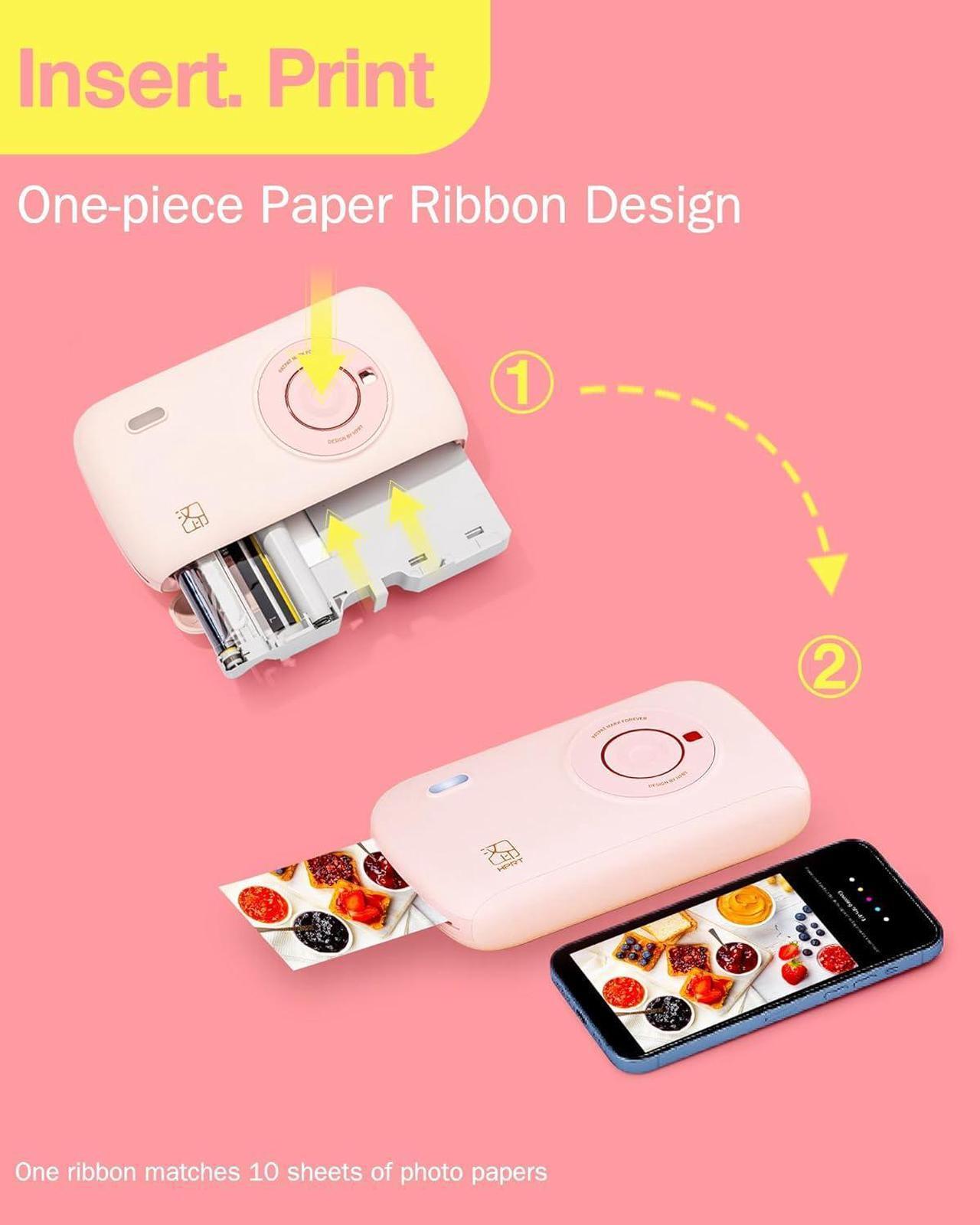 Alt view image 6 of 7 - HPRT CP2100 Portable Photo Printer for iPhone & Android, 2.1x3.4 Mini Instant Color Printer, Bluetooth 5.0, Type-C Charging, Dye-Sublimation Tech, Initial 10 Sheets Included, Pink
