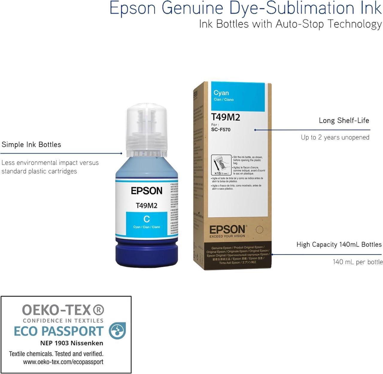Alt view image 2 of 6 - Epson Genuine T49M Dye-Sublimation SureColor Ink Refills for Epson F170 & Epson F570 (Yellow)