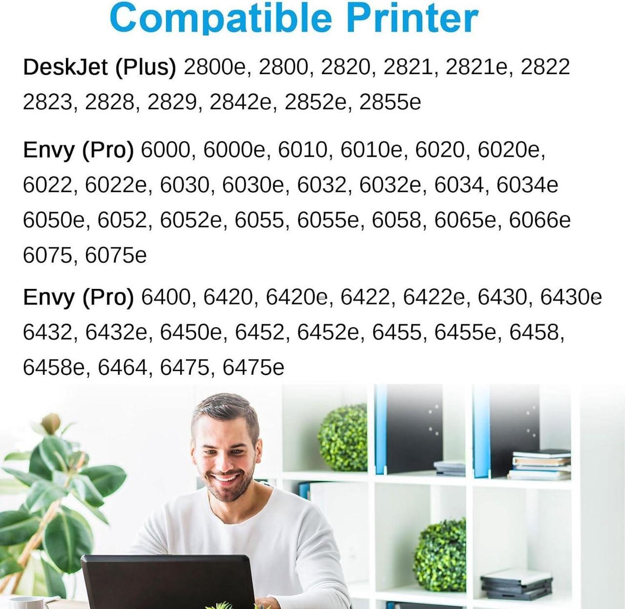 Alt view image 3 of 6 - 67XL Black/Tri-Color Ink Cartridges Combo Pack  Ink 67 Works for DeskJet 4155e 2734e 4100e 2855e 4255e 2700 2755e 2700e Envy 6055e 6000 6455e 6400 Printer