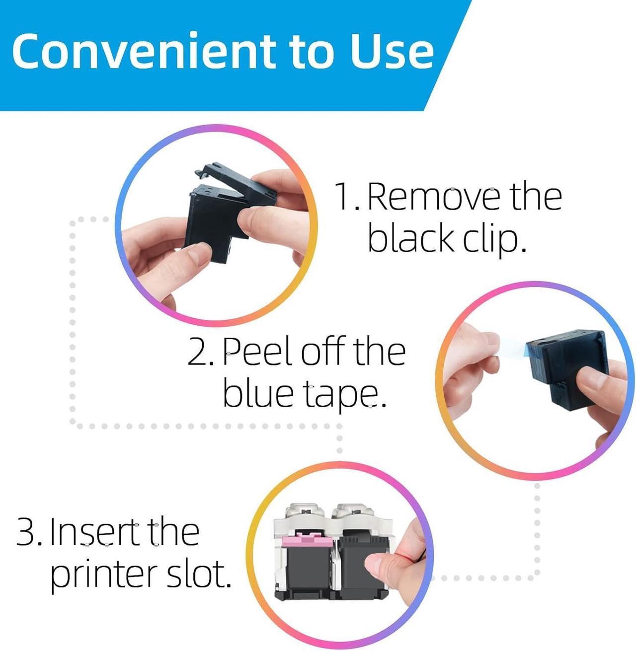 Alt view image 5 of 6 - 67XL Black/Tri-Color Ink Cartridges Combo Pack  Ink 67 Works for DeskJet 4155e 2734e 4100e 2855e 4255e 2700 2755e 2700e Envy 6055e 6000 6455e 6400 Printer
