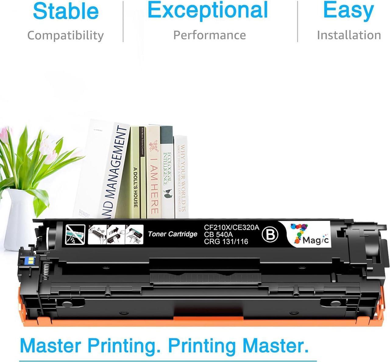 Alt view image 2 of 6 - 7Magic Compatible Toner Cartridge Replacement  131X CF210X 131A CF210A HP Laserjet Pro 200 Color MFP M276nw M251nw M251n M276n Printer CF211A CF212A CF213A (Black Cyan Yellow Magenta, 4-Pack)