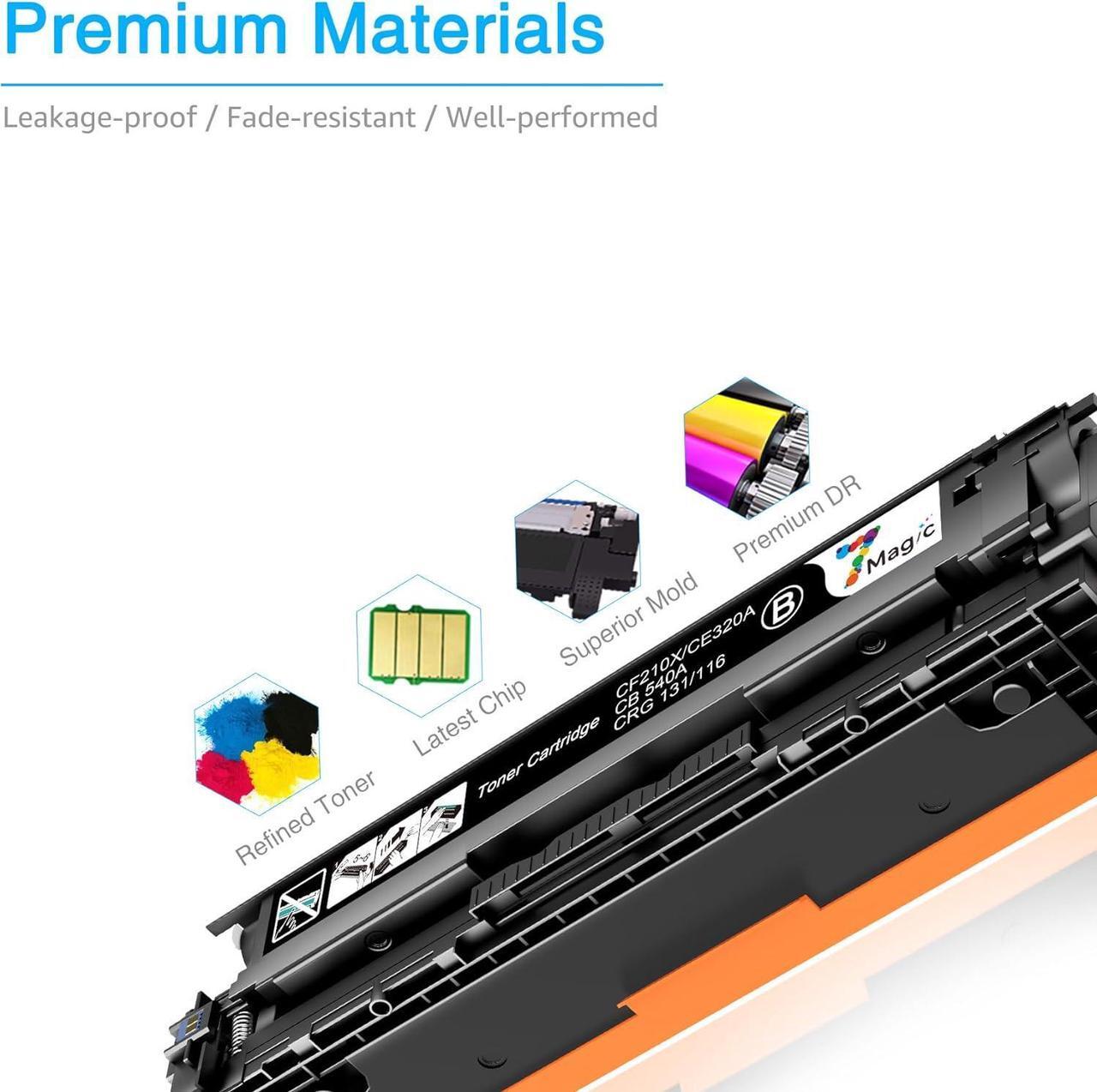 Alt view image 6 of 6 - 7Magic Compatible Toner Cartridge Replacement  131X CF210X 131A CF210A HP Laserjet Pro 200 Color MFP M276nw M251nw M251n M276n Printer CF211A CF212A CF213A (Black Cyan Yellow Magenta, 4-Pack)