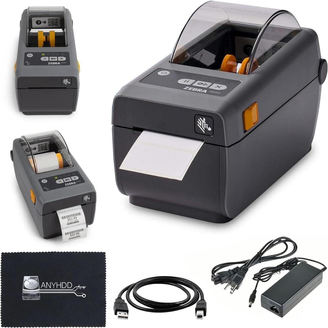 Main image of ZD411 (ZD410 Replacement) ZD4A022-D01M00EZ Zebra Label Printer - Direct Thermal Label Printer with USB Host and Modular Connectivity, Includes Power Adapter + USB 2.0 Cable + Microfiber Cloth