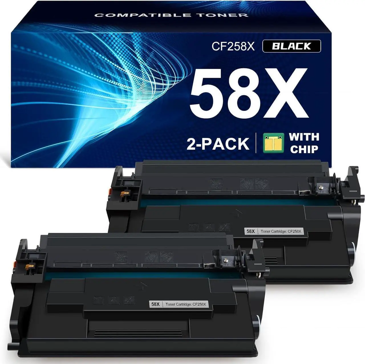 Main image of 58X CF258X 58A Toner Cartridge Black (with Chip, High Yield) Compatible Replacement  CF258X 58X 58A CF258A MFP M428fdw M428fdn M428dw M404 M428 Laserjet Pro M404n M404dn M404dw Printer (2-Pack)
