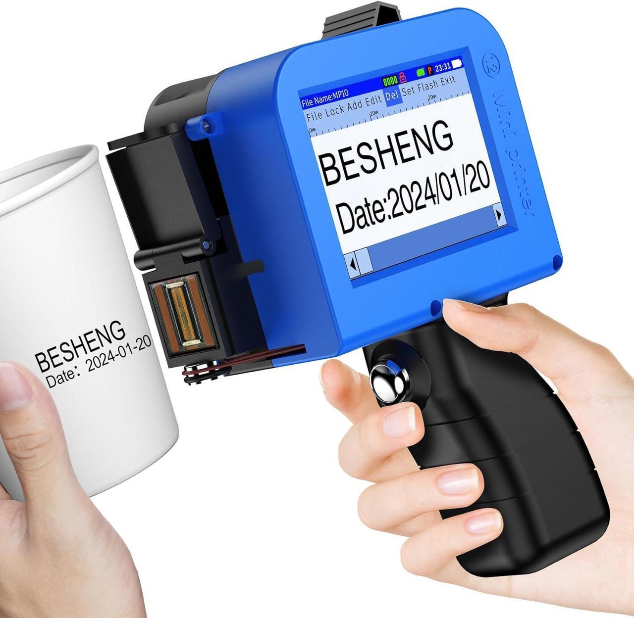 Main image of Mini Handheld Inkjet Printer, Handheld Printer Portable with 42ml Fast-Drying Solvent Ink Handheld Inkjet Printer Gun for Date/Batch/QRcode/Barcode Handheld Printer for Any Surface (MP10, 0.5inch)