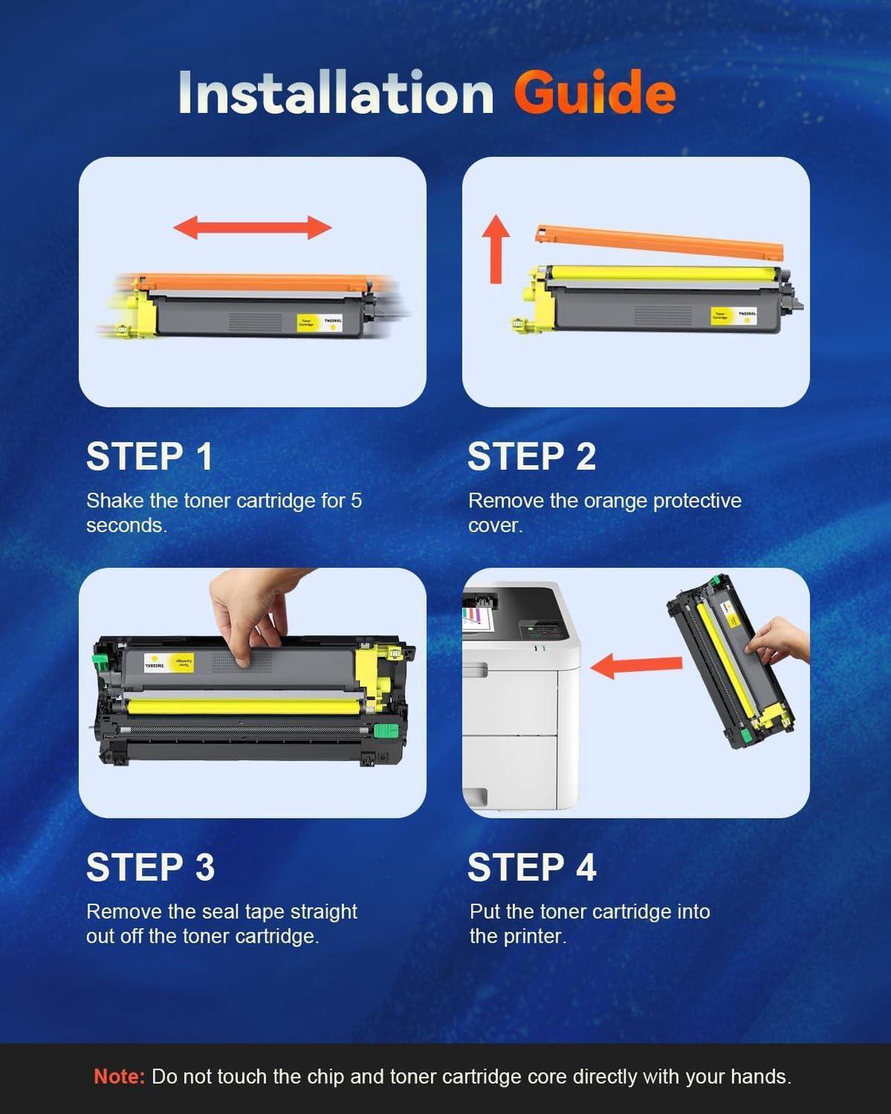 Alt view image 6 of 7 - TN229XL Toner Cartridge for Brother 229 TN229 TN-229 TN-229XL Work for Brother HL-L3280CDW MFC-L3780CDW HL-L3220CDW MFC-L3720CDW HL-L3300CDW Printer (Black Cyan Magenta Yellow, Up to 3000 Pages)