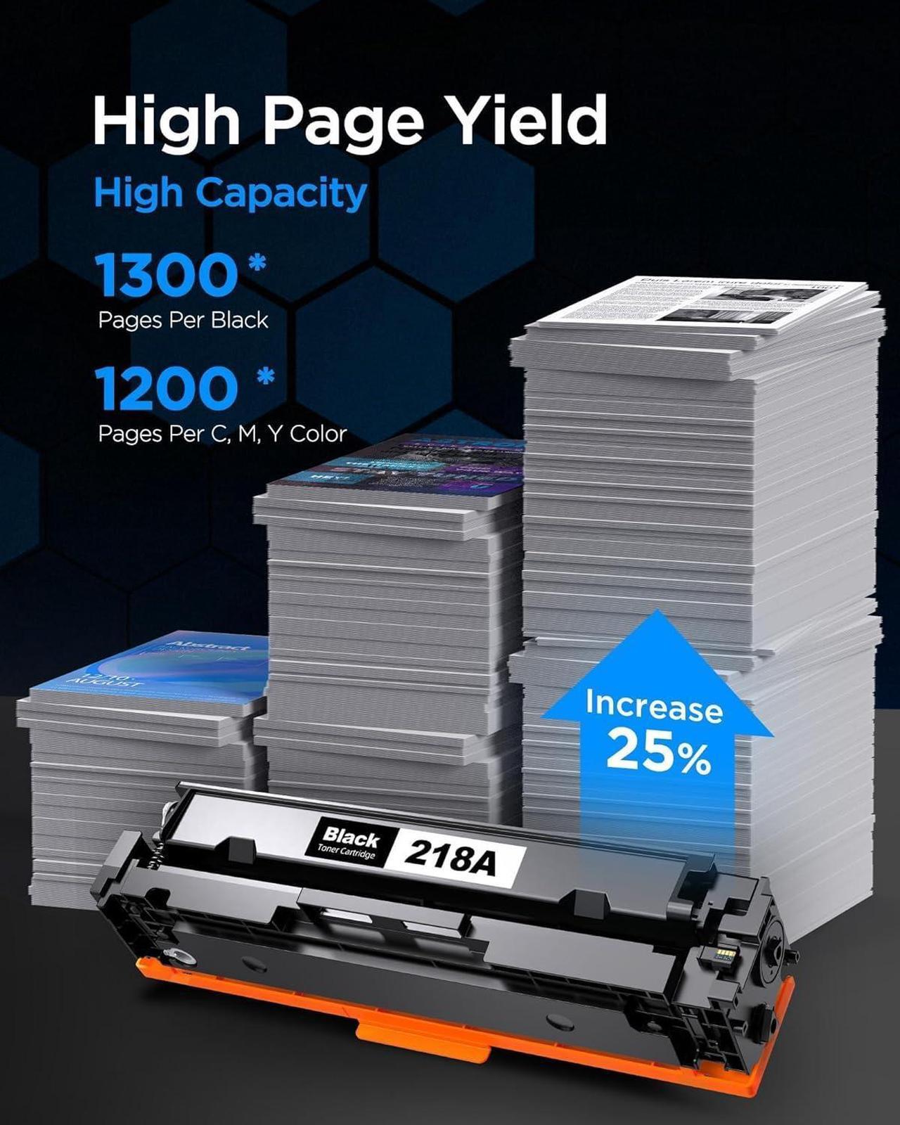 Alt view image 3 of 7 - 218A 218X (Need Original CHIP) Toner Cartridge Replacement  218 A HP218A 218X Compatible with Color Laserjet Pro 3201dw MFP 3301 Series (W2180A W2181A W2182A W2183A - 4 Pack)