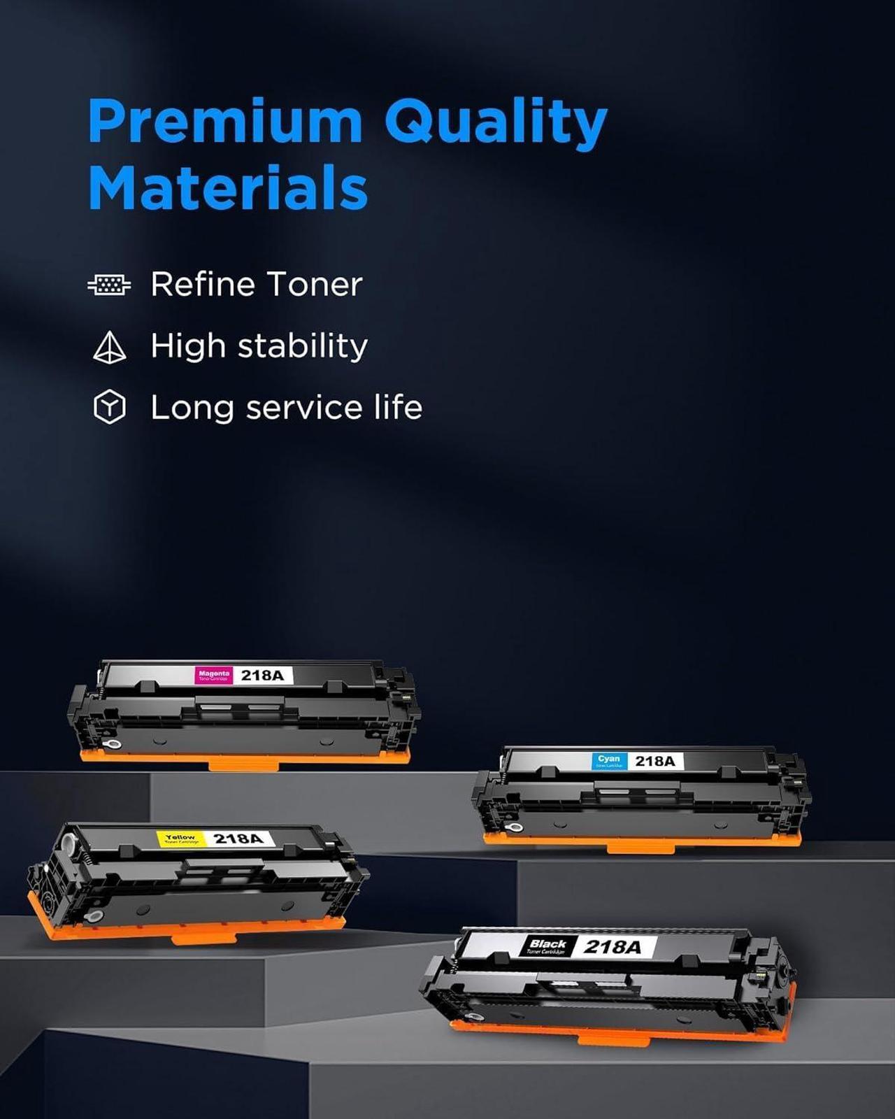 Alt view image 4 of 7 - 218A 218X (Need Original CHIP) Toner Cartridge Replacement  218 A HP218A 218X Compatible with Color Laserjet Pro 3201dw MFP 3301 Series (W2180A W2181A W2182A W2183A - 4 Pack)
