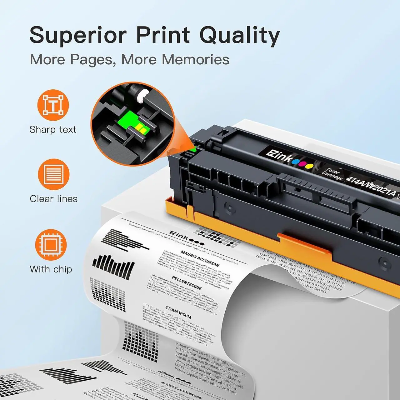 Alt view image 3 of 6 - E-Z Ink Compatible Toner Cartridges Replacement   414A HP 414X 414A Toner (with Chip) to Use with HP Color Pro M454dw MFP M479 M479fdw M479fdn M479fdw Printer (4 Pack)