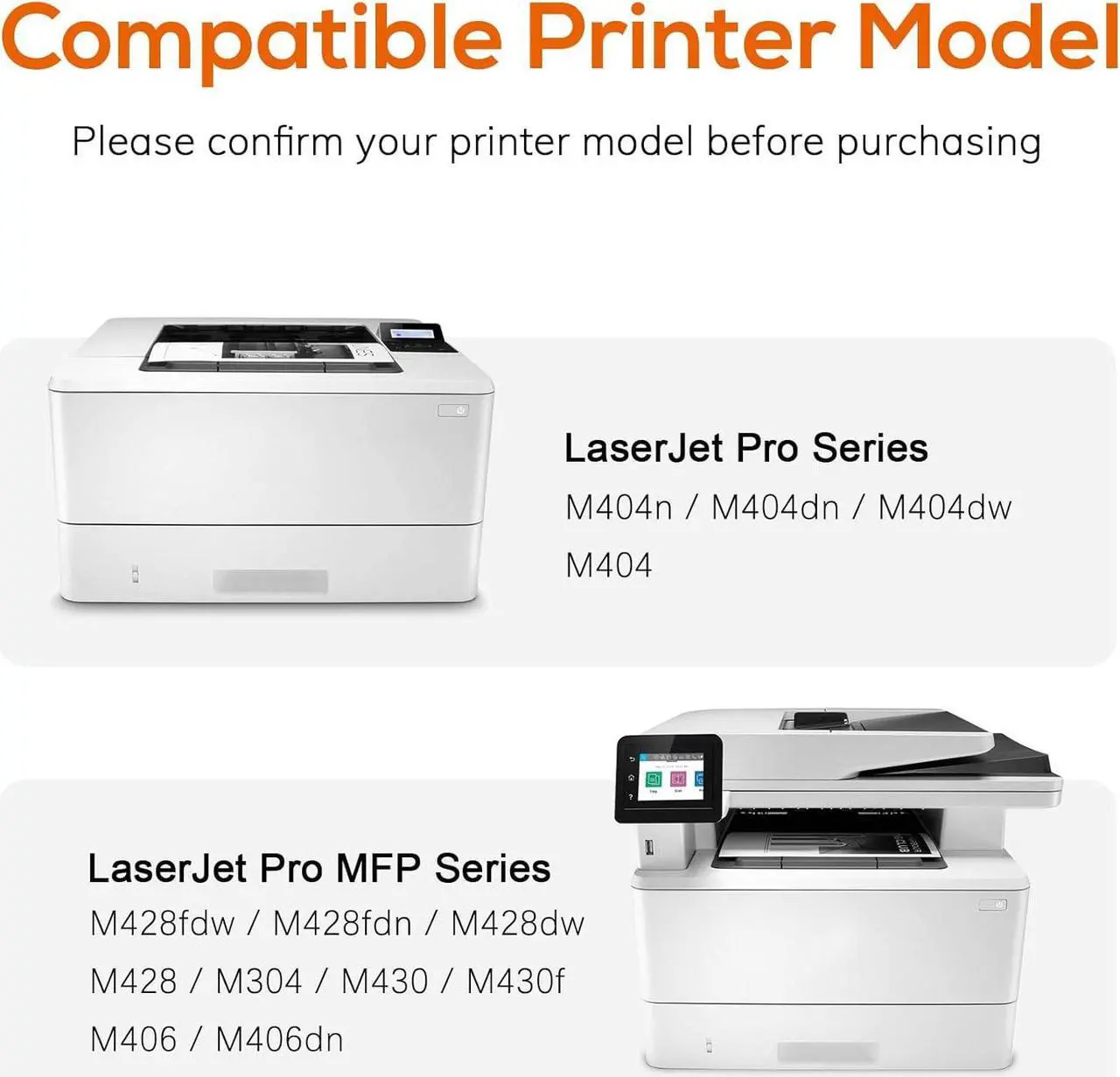 Alt view image 2 of 7 - Compatible Toner Cartridge Replacement   58A CF258A 58X CF258X (with chip) 58A CF258A Toner Cartridge Black for Laserjet Pro MFP M428fdw M404n M428fdn M404dn Printer(2 Black)