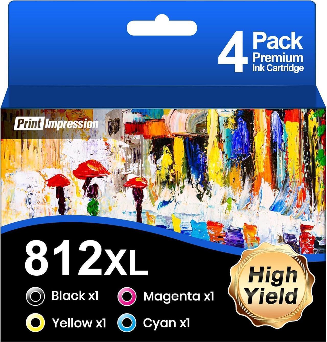 Main image of 812XL Ink Cartridge High Capacity Black & Color Replacement for Epson 812XL Ink Cartridges Combo Pack for Epson 812 (T812XL-BCS) Works with Workforce Pro WF-7840 WF-7820 WF-7310 EC-C7000 (4 Pack)