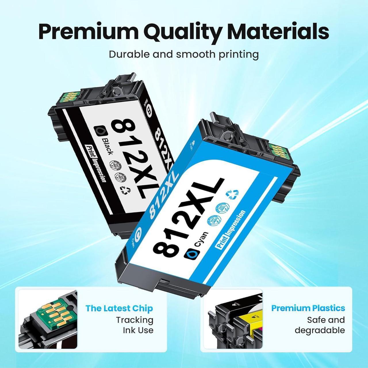 Alt view image 4 of 7 - 812XL Ink Cartridge High Capacity Black & Color Replacement for Epson 812XL Ink Cartridges Combo Pack for Epson 812 (T812XL-BCS) Works with Workforce Pro WF-7840 WF-7820 WF-7310 EC-C7000 (4 Pack)