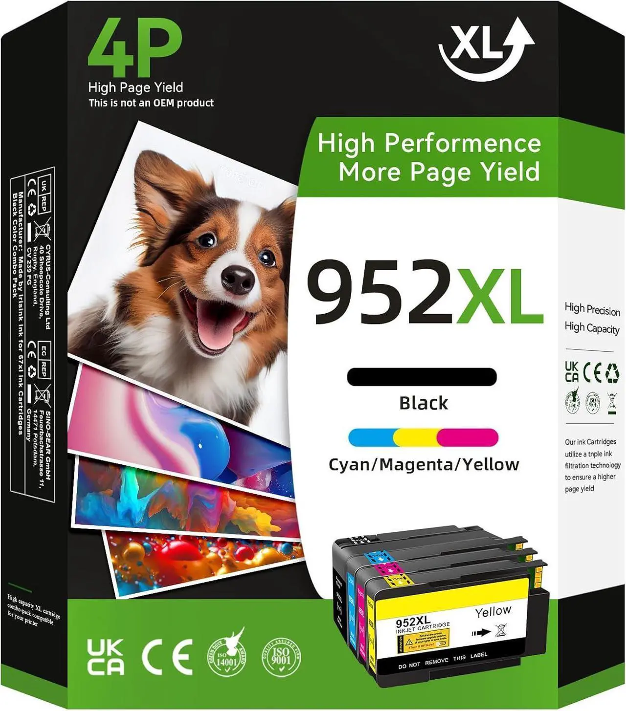 Main image of 952xl Ink Cartridges   Printer 8710 Ink Compatible   952xl Ink Cartridges Combo Pack Use with HP Officejet Pro 8710 7720 7740 8720 8730 8210 8715 8740 Printer, Black Cyan Yellow Magenta 4P