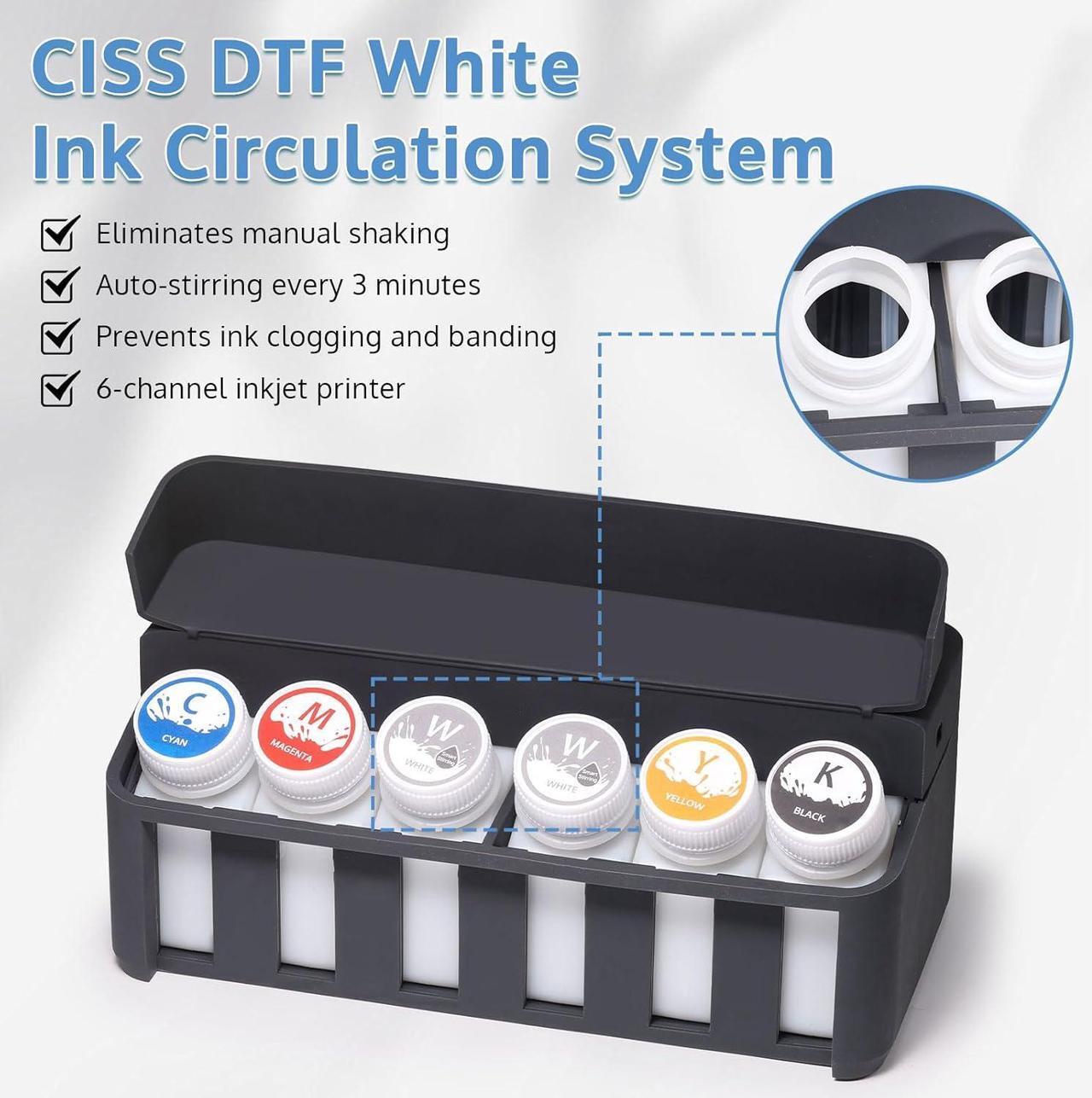 Alt view image 2 of 7 - OFFNOVA CISS DTF White Ink Circulation System, Extension CISS Ink Tube and Waste Ink Collector for EPSON ET8550 L805 XP15000 DTF Printer, Black
