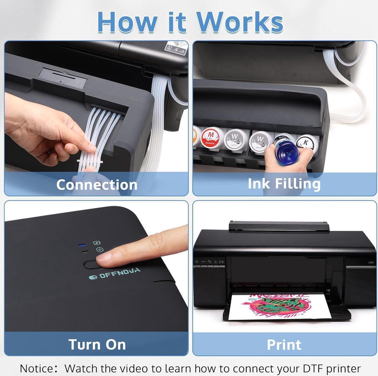 Alt view image 5 of 7 - OFFNOVA CISS DTF White Ink Circulation System, Extension CISS Ink Tube and Waste Ink Collector for EPSON ET8550 L805 XP15000 DTF Printer, Black
