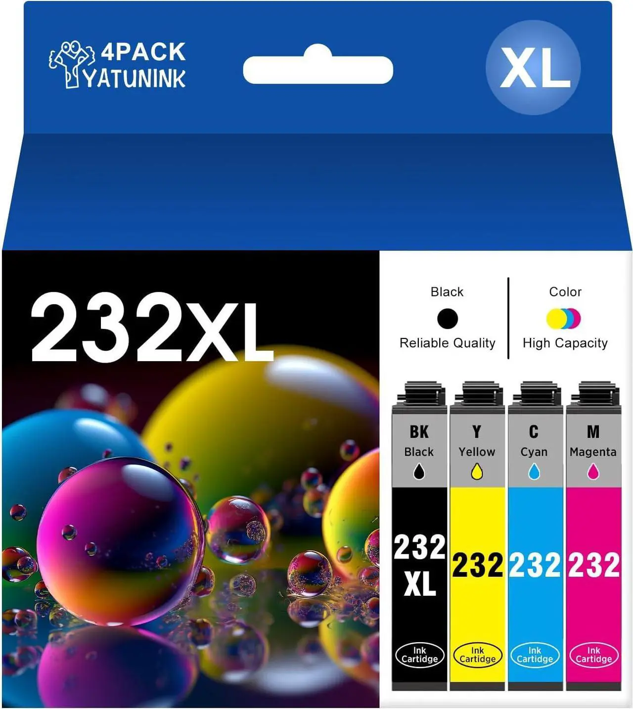Main image of 232XL Ink Cartridges Combo Pack Replacement for Epson 232 Ink Cartridge for Epson Ink 232 Work with Epson Workforce WF-2930, WF-2950, Expression XP-4200, XP-4205 Printer (BK C M Y) 4Pack