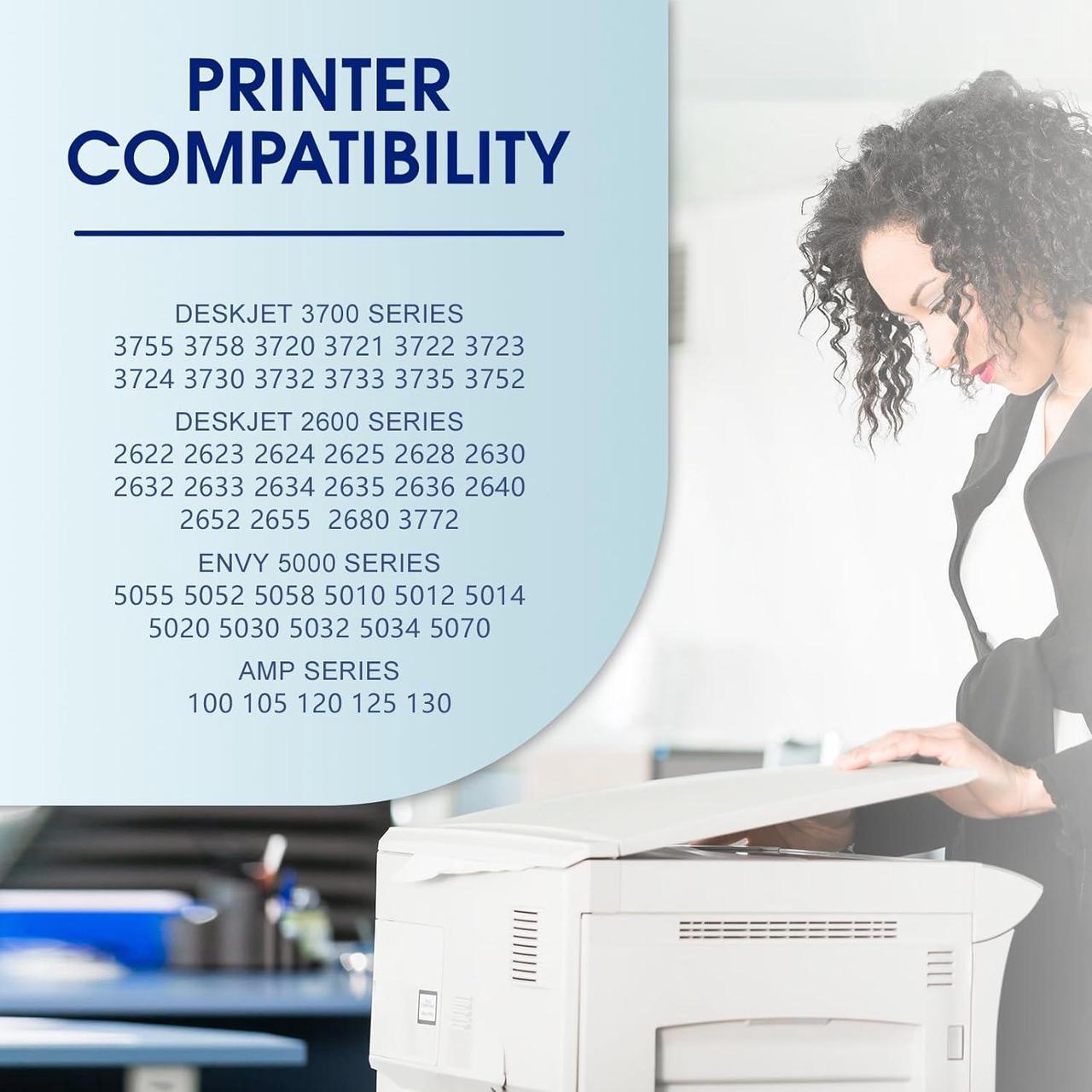 Alt view image 2 of 7 - 65XL 65 Ink Cartridges Black/Color Combo Pack Compatible for HP Ink 65 for HP 65 Ink Works with Deskjet 2600 3700; Envy 5000; AMP Series Printer (1 Black, 1 Color) 2Pack
