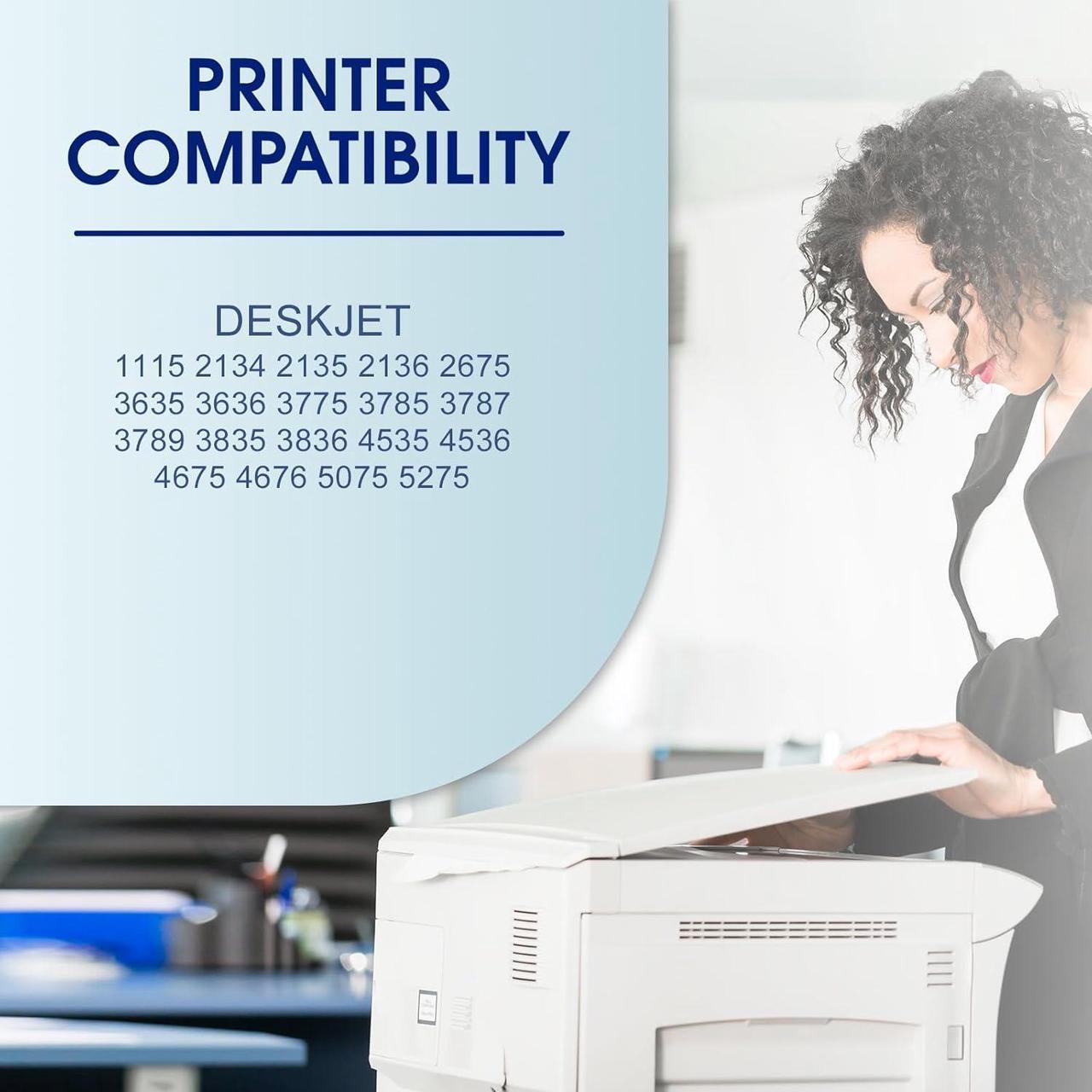 Alt view image 2 of 7 - 664XL Ink Cartridge Compatible for HP 664 Ink Cartridges Black and Color 664XL Ink Work with HP Deskjet 1115 2135 3635 3785 3787 4535 4536 4676 5075 5275 (Black and Tri-Color) 2Pack