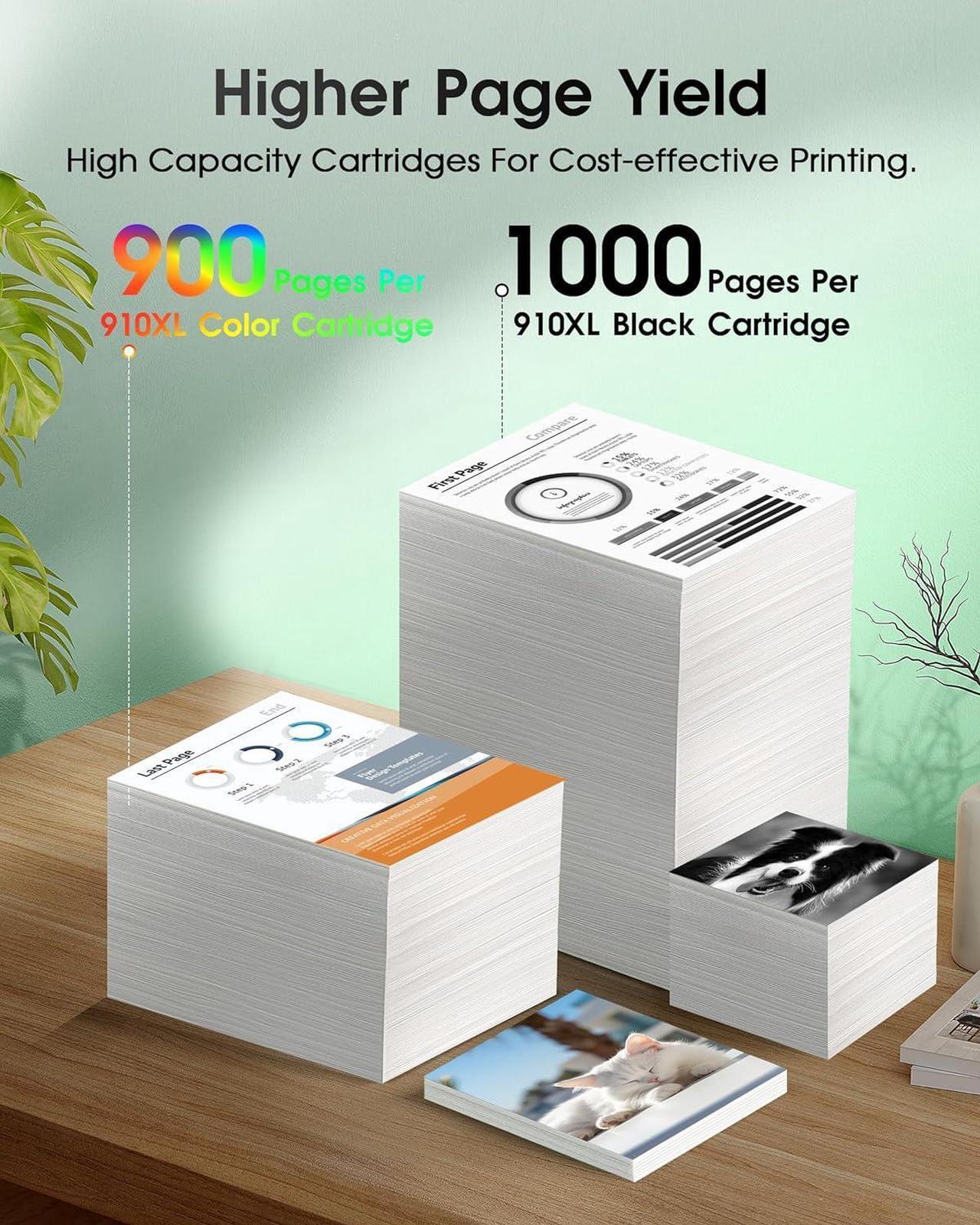 Alt view image 3 of 6 - 910 XL 910XL Ink Cartridges Combo Pack Compatible for HP 910 XL Ink Compatible with HP OfficeJet Pro 8010 8015 8018 8020 8022 8025 8028 8035 8030 Printer 4 Pack