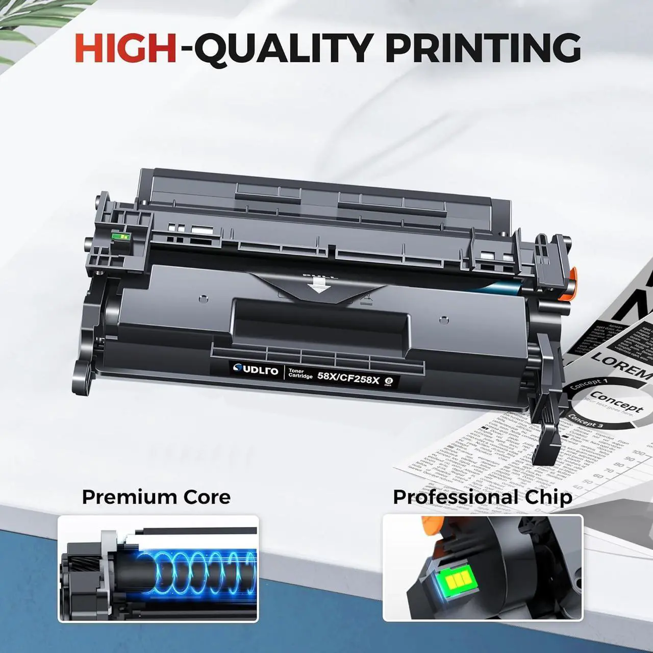 Alt view image 4 of 6 - 58X CF258X Toner Cartridge Black Replacement for HP 58X CF258X 58A CF258A Compatible with Laserjet MFP M428fdw M428fdn M428dw M404 M428 Pro M404n M404dn M404dw Printer 2 Pack (with Chip)