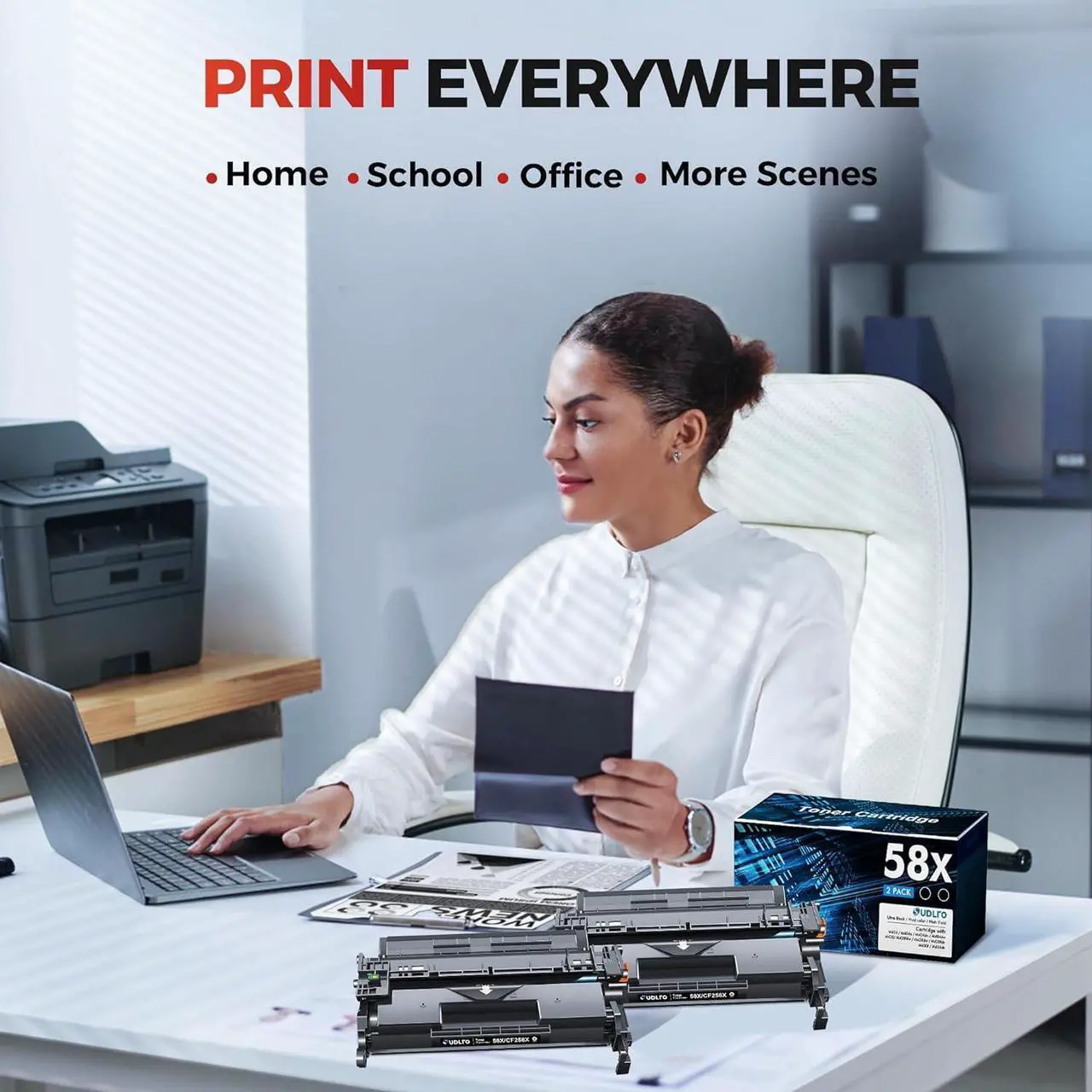 Alt view image 6 of 6 - 58X CF258X Toner Cartridge Black Replacement for HP 58X CF258X 58A CF258A Compatible with Laserjet MFP M428fdw M428fdn M428dw M404 M428 Pro M404n M404dn M404dw Printer 2 Pack (with Chip)