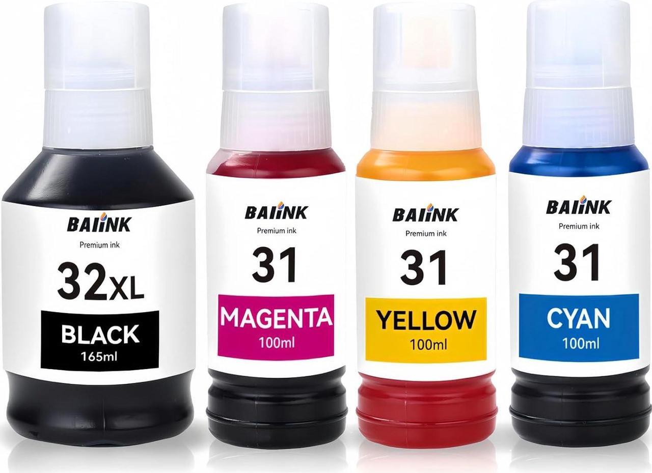 Main image of 31 32XL Refill Ink Bottles Compatible for HP Smart Tank 5101 5102 7301 7602 7001 6001 Plus 551 651 455 457 450 All-in-One Ink-Tank Printers (160ML 32XL Black Ink, 100ML 31 Color Ink, 4-Pack)