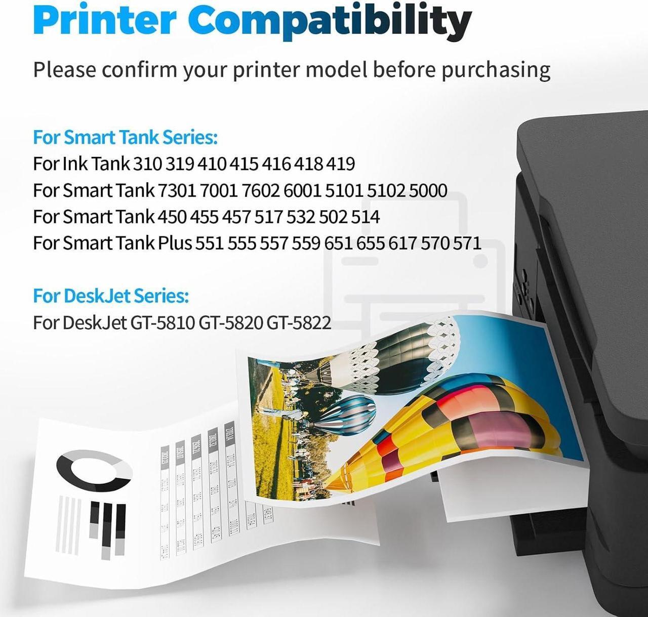 Alt view image 2 of 6 - 31 32XL Refill Ink Bottles Compatible for HP Smart Tank 5101 5102 7301 7602 7001 6001 Plus 551 651 455 457 450 All-in-One Ink-Tank Printers (160ML 32XL Black Ink, 100ML 31 Color Ink, 4-Pack)