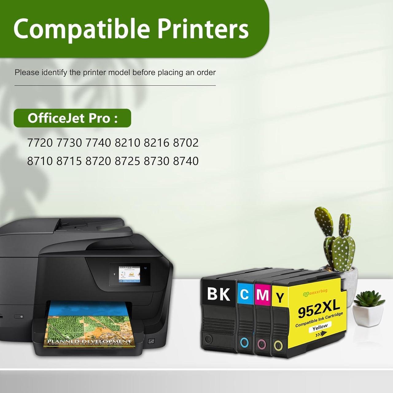 Alt view image 2 of 6 - 952XL 952 Ink Cartridges High Yield (4-Pack, Black/Cyan/Magenta/Yellow) Compatible 952XL Ink Cartridges Replacement for HP 952XL Ink for OfficeJet Pro 8710 8210 8715 8720 8702 7740 Printer